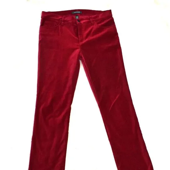 Lauren Ralph Lauren VTG 90s Bright Red Pant Sz 10 Velvety Soft Boot Cut Mid Rise - Picture 12 of 13